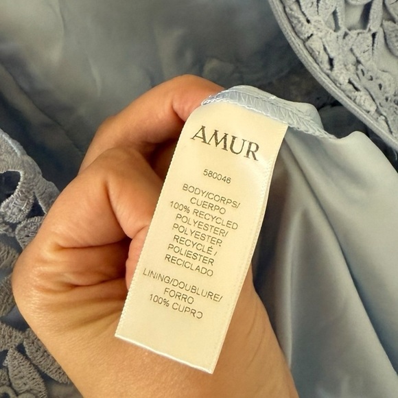 AMUR Evelyn Blue Lace Open Shoulder Mini Dress - Picture 3 of 8